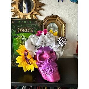 Handmade day do the dead headpiece / floral yellow and white Dia de los muertos